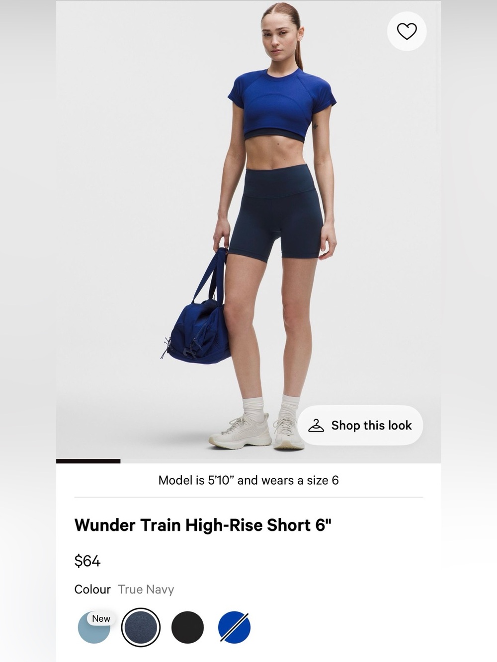 Wunder Train High-Rise Short 6" True Navy